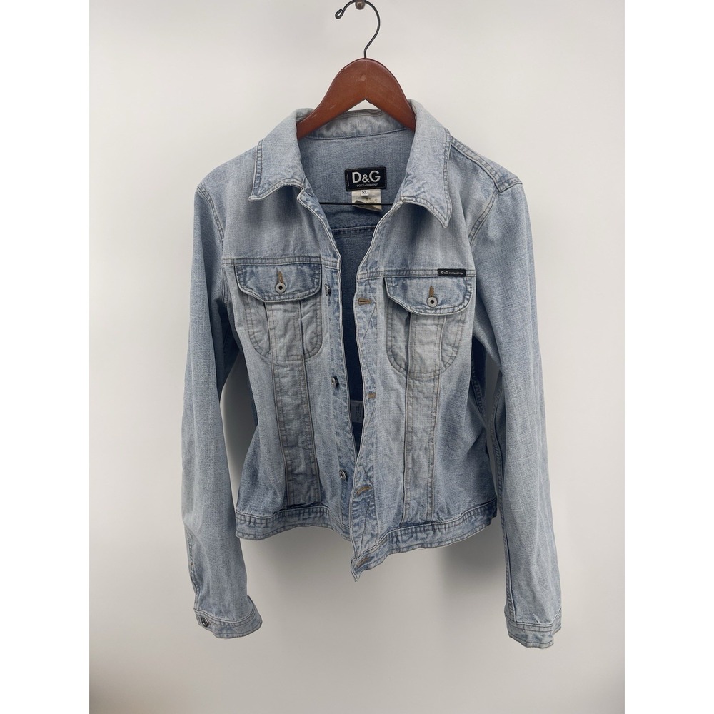 Vtg D&G Dolce & Gabbana Denim Jacket Women XL Made In Italy Y2K Blue